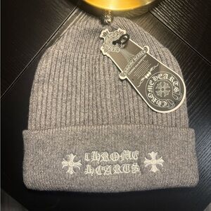 Chrome Hearts Ribbed Knit Hat in Gray